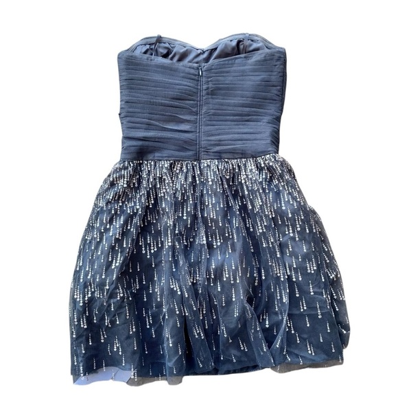 Cache Metallic Glitter Strapless Formal Dress Prom Silver Gray Size 4 - Picture 2 of 7